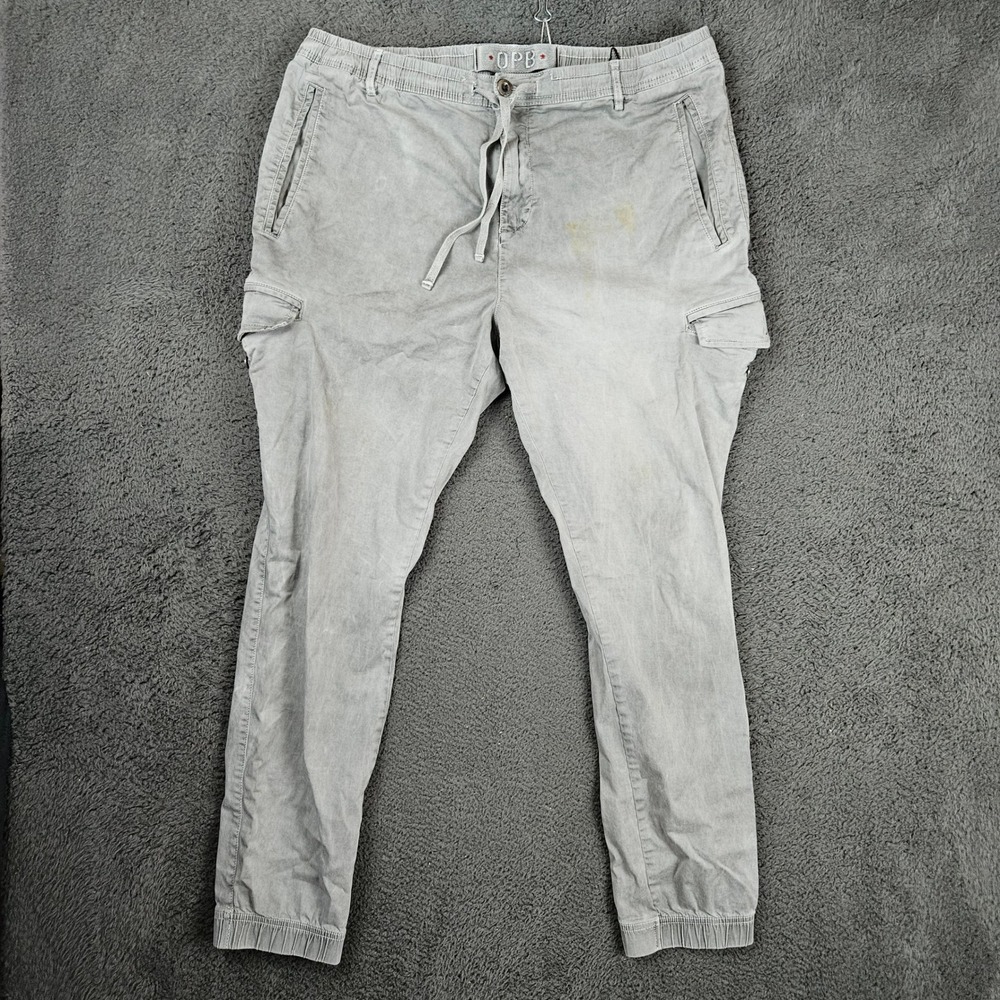 Paperbacks OPB Mens XXL Gray Cargo‎ Jogger Pants Stretch Cotton Drawstring Waist